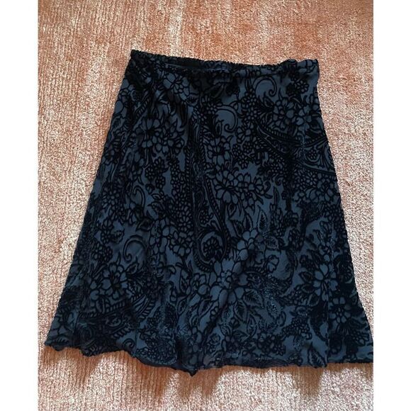 ANN TAYLOR Blend Silk Floral Lining Black Skirt Size L - Picture 1 of 7
